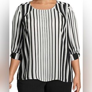 Worthington Monochrome Striped Blouse